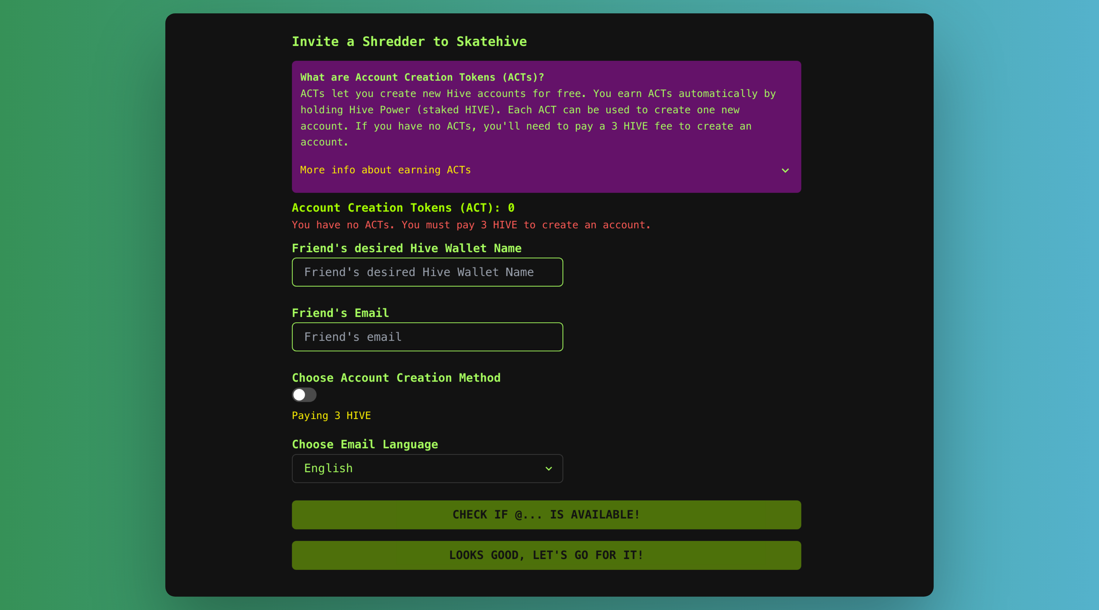 Enter Username and Email